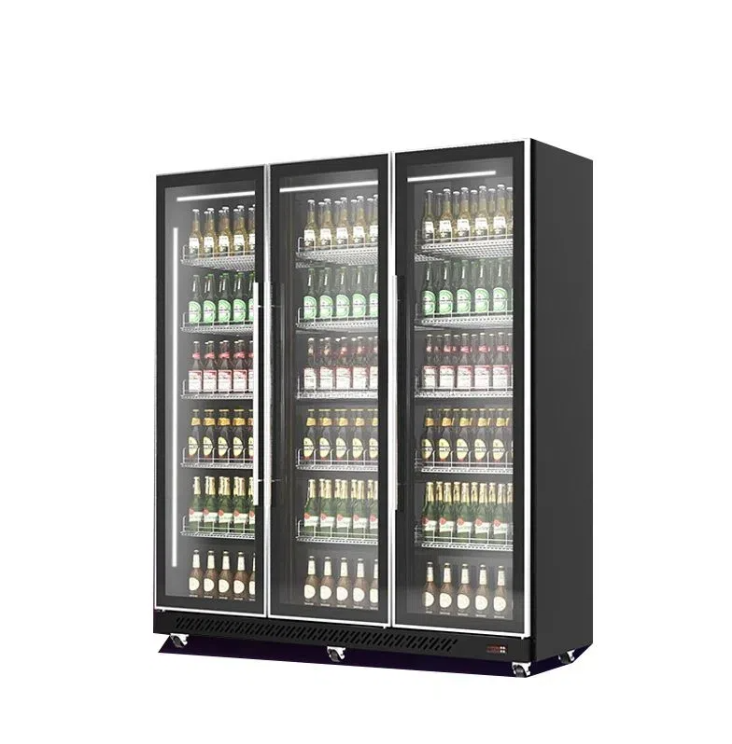 Three-door all-glass commercial upright refrigerator