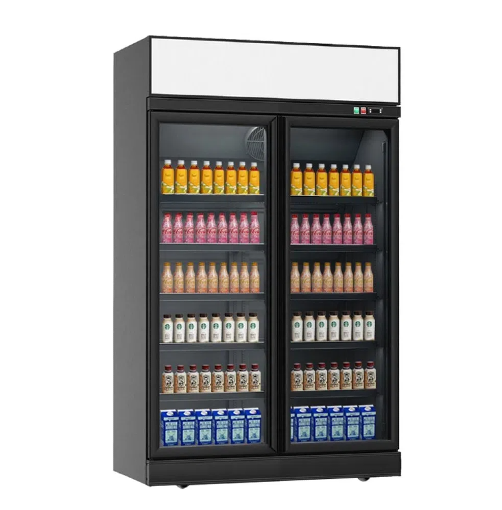 Double door large capacity vertical display refrigerator