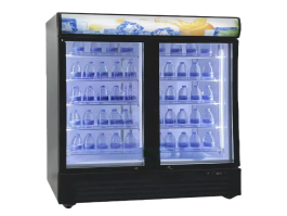 Double door vertical display refrigerator